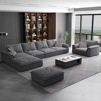 Hochwertiges, Komfortables, Gemütliches Daunen-Sofa in Weiß oder Schwarz mit Samt- oder Leinenbezug, Federstoff, L-förmiges Ecksofa, Modulares Sofa