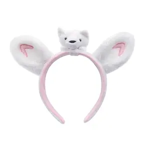Lovely White Bunny Ear Plush Hair Band Durable Long Ears Headband for Women Teen Girls All Ages