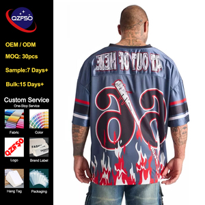 QZFSO Custom All-Over Graphic Print Shirt Satin Mesh Patchwork Oversized V-neck Streetwear Football Tee Men Biker Racing Jersey - Product Image 2