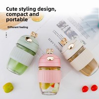 Nouveauté pour la rentrée scolaire : vente en gros de tasses à café en verre portables de grande capacité, style classique, avec un adorable motif de lapin de dessin animé