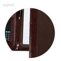 Porte-documents professionnel en cuir personnalisé avec fermeture éclair, organiseur, compartiment de présentation, calculatrice solaire, rangement pour cartes, format A4