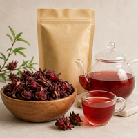 Tisane Bien-être aux Herbes – Mélange de Thés Fonctionnels Adaptogènes – Thé Premium Hibiscus Sabdariffa – Calices de Roselle Entiers Séchés – Sac/Boîte en Vrac