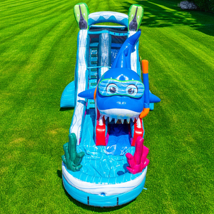Tobogán Acuático Inflable de Tiburón de 18 Pies, Tobogán de un Solo Carril, Diversión Acuática con Piscina, Castillo Inflable con Tobogán para Fiestas al Aire Libre - Product Image 3