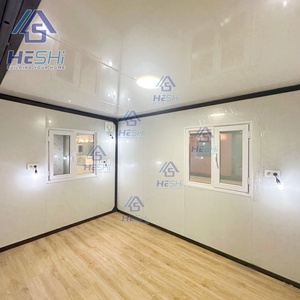 HeSHi Modern Prefabricated <b>Container</b> House Rectangle Office Building Wooden Exterior Black Frame - Product Image 2