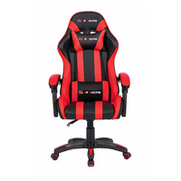 Chaise de bureau moderne de luxe rouge et noire en cuir PU ergonomique avec base pivotante à cinq étoiles et hauteur réglable pour jeux sur PC