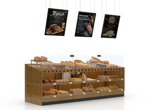 Modern Wooden Bakery Display Counter Luxury Bread Shop <b>Shelving</b> <b>Unit</b> with Glass Guards for Pastry and Cake - Product Image 1