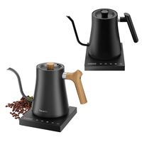Bouilloire électrique intelligente USB 1200W, design col de cygne noir, capacité 1L, acier inoxydable 304, sans fil, multi-températures