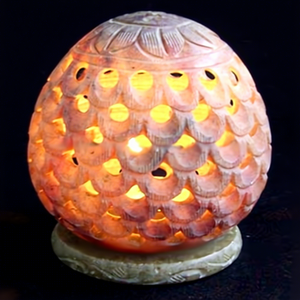 Porte-bougies décoratifs en pierre sculptée à la main en pierre savonneuse pour cadeau - Product Image 1