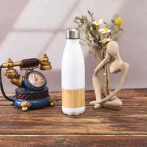 Gobelet isotherme à double paroi en acier inoxydable 304 avec manchon en bambou imitation bois, écologique et anti-fuite, pour le bureau - Product Image 5