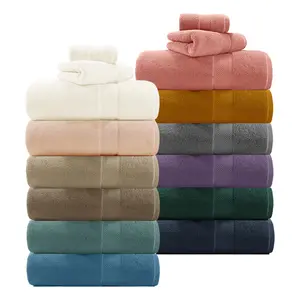 Towels Set Cotton Grey White Custom Logo Large Luxury Good Absorption Soft 100% Cotton Bath Towels Set For Bathroom
