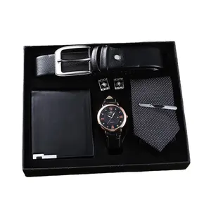 5pcs set boutique gift set Strap wallet tie large dial quartz watch cufflinks in stock