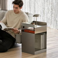 Nordischer Industrie-Edelstahl-Würfel-Beistellschrank, modernes Schlafzimmermöbel, beweglicher Nachttisch, Sofa-Beistelltisch, langlebig