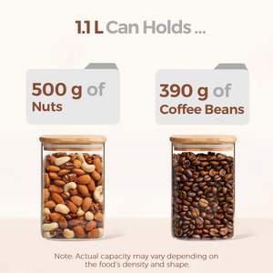 โถแก้วบอโรซิลิเกตทรงเหลี่ยมสำหรับใส่เครื่องเทศโถเก็บอาหารพร้อมฝาอะคาเซียแบบสุญญากาศสำหรับใส่เครื่องเทศ - Product Image 3