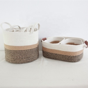 Cesta de algodón tejida con asa para niños, cesta de almacenamiento de juguetes para bebés - Product Image 6