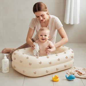 Baignoire gonflable pour bébé, pliable, portable, imprimé ours, pour nourrissons et jeunes enfants - Product Image 3