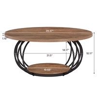 Table basse ronde en bois industrielle à 2 niveaux, meubles pour la maison