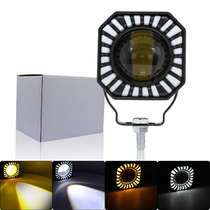 Front Square LED Motorcycle <b>Spotlight</b> 6000K 8000LM IP67 Waterproof Aviation Aluminum Yellow White Light for Scooter/Moto Road - Product Image 2