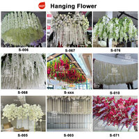 Ventes chaudes Décoration de plafond de mariage suspendue Glycine Hortensia Fleur de soie Fleurs artificielles en rotin Chaîne
