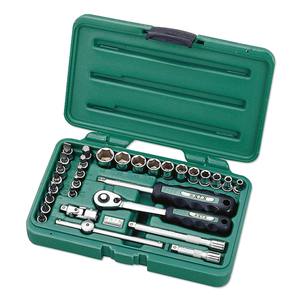 Jeu de douilles à cliquet de 30 pièces avec barre d'extension, joint universel, kit d'outils manuels pour l'entretien automobile - Product Image 1