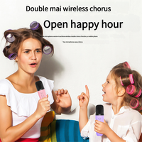Système de haut-parleurs portables pour chanter avec lumière d'ambiance, cadeaux de Noël et d'anniversaire, machine de karaoké pour enfants avec 2 micros sans fil