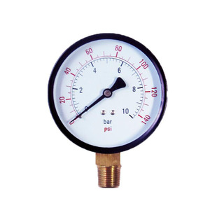 60 मिमी सस्ता सामान्य दबाव गेज डुअल स्केल 10बार 140psi एयर प्रेशर सेंसर ब्लैक आयरन केस प्रेशर गेज - Product Image 6