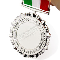 Produit de médaille personnalisé en métal, médaille à sublimation vierge avec ruban imprimé