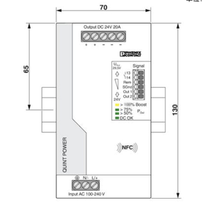 MT-QUINT4-PS/1AC/24DC/20 480W 24V 20A แหล่งจ่ายไฟราง DIN อุตสาหกรรม, อินพุต 100-240VAC, แหล่งจ่ายไฟแบบหน้าสัมผัส Ph-oe-nix - Product Image 3