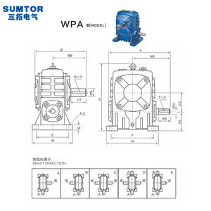 SUMTOR Boîte <span class=keywords><strong>de</strong></span> vitesses à engrenages sans fin <span class=keywords><strong>de</strong></span> bonne qualité, entrée simple ou double, WPA 100, WPA 80, WPA50, rapport 10-60, réduction <span class=keywords><strong>de</strong></span> vitesse pour excavatrice - Product Image 2
