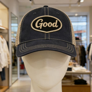 Gorra de béisbol de 6 paneles de algodón lavado con malla trasera - Gorra de sol ligera y transpirable con parche 'Good' para deportes al aire libre - Product Image 3