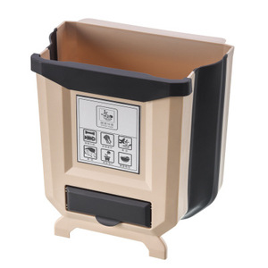 P1236 Kitchen Folding Waste Bin Cabinet Door Hanging Car Waste Bin Healthy Material Waterproof Folding Trash Can