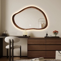 Miroir mural asymétrique moderne en bois massif irrégulier, vente en gros directe d'usine, miroirs décoratifs pour la maison et l'hôtel