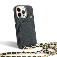 Casing ponsel selempang kulit dengan tali, casing ponsel kulit dengan tali untuk iphone 14 pro