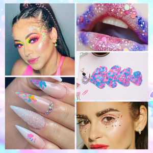 5色のネオンカラーグリッターセット クリスマス 新年 ネイルデコレーション DIYクラフト ボディ フェイス ネオンチャンキーグリッター - Product Image 5