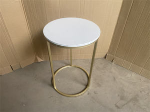 Juego de Mesa de <span class=keywords><strong>Centro</strong></span> Moderno y Económico con Marco de Alambre Metálico Dorado, 2 Piezas, Muebles de Sala de Estar, Mesa Auxiliar Redonda con Tapa de Mármol - Product Image 6