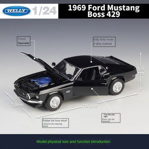 Welly 1:24 1969 <span class=keywords><strong>F</strong></span> Ord <span class=keywords><strong>M</strong></span> Ustang Boss 429 <span class=keywords><strong>M</strong></span>étal Collection Simulation Moulé Sous Pression Voiture Alliage Modèle De Voiture TOY Collection - Product Image 2