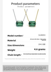 Collar Clásico <span class=keywords><strong>de</strong></span> Plata 925 Chapado en Oro con Gema Sintética <span class=keywords><strong>de</strong></span> Corte Esmeralda, Ideal para Regalo <span class=keywords><strong>de</strong></span> Compromiso, Boda o Fiesta, Joyería Fina - Product Image 6