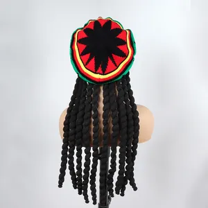 Overgrote Groothandel Winter Hoeden Reggae Jamaicaanse Stijl Gebreide Rasta Muts Dreadlock Pruik Hoed Voor Vrouwen Mannen