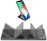 Ancreu Keyboard Nirkabel Lipat Saku Ramping, Dapat Diisi Ulang dengan Touchpad dan Dudukan Berdiri