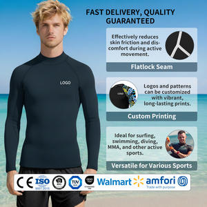 Personalizado para hombre de manga larga Rash Guard y traje de neopreno Top Surf Natación Pesca submarina Nylon Spandex Heavy Rashguard - Product Image 4
