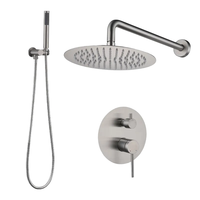 Ensemble de douche de pluie en laiton brossé de haute qualité moderne, style contemporain, montage mural, utilisation en appartement, hôtel, salle de bain