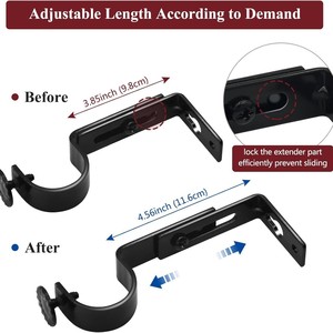 [Approvisionnement direct transfrontalier] <span class=keywords><strong>Tringle</strong></span> <span class=keywords><strong>à</strong></span> <span class=keywords><strong>rideau</strong></span> noire extensible <span class=keywords><strong>à</strong></span> <span class=keywords><strong>fixation</strong></span> supérieure avec support télescopique, design minimaliste moderne - Product Image 4