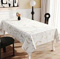 Nappe en PVC motif marbre tourbillonnant blanc, bleu et or, taille et couleur personnalisables, torchon de cuisine minimaliste imperméable et anti-taches