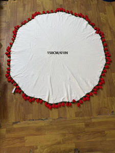 <span class=keywords><strong>Couverture</strong></span> à bordure florale au crochet à la main, jeté doux en tricot multicouche avec garniture florale décorative pour la maison et les collections de cadeaux - Product Image 6