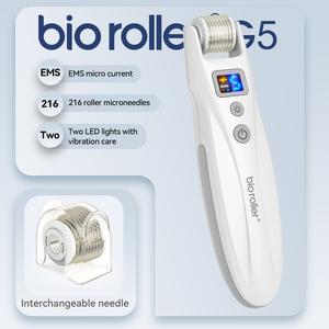 Rouleau <span class=keywords><strong>Derma</strong></span> Portable de Qualité Supérieure, Microcourant, Thérapie par Lumière LED Rouge et Bleue, Bio Roller G5, 216 Aiguilles en Titane - Product Image 2