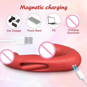 Vibrateur 3-en-1 avec fonctions de poussée, 7 modes de stimulation, 7 modes de vibration, <span class=keywords><strong>5</strong></span> modes de stimulation de la langue, pour point <span class=keywords><strong>G</strong></span>, avec fonction de léchage buccal - Product Image 1