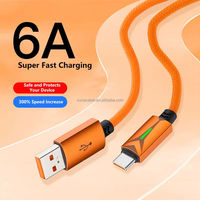 Câble de données 6A Type-C 120W entièrement compatible avec les téléphones mobiles, câble de charge rapide avec charge intelligente et indicateur LED