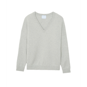 Pull en tricot pour femme, texture respirante, couleur unie, ton marine, confortable, pour les vacances, vêtements d'hiver, laine, viscose, col en V, décontracté - Product Image 1