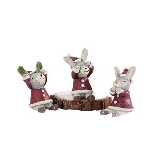 Creative Zakka Christmas Resin Ornaments Santa Shape Mini Animal Figurines For Desktop Car Home Decor Matte Finish - Product Image 2