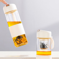 Logo personnalisé 450ML bouteille d'eau magnétique en verre à thé haute teneur en borosilicate infuseur gobelet avec filtre