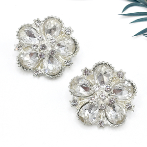 Vàng Hồng rhinestone hoa kim loại nút quần áo sang trọng lấp lánh kim cương thời trang nữ nút trang trí - Product Image 5